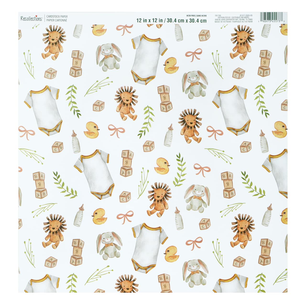 Papier cartonné à imprimé de bébé adorable de 30,4 cm x 30,4 cm de Recollections